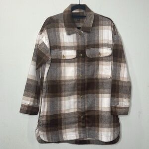 Banana Republic Jacket Womens Large Plaid Buttun Up Shacket Wool Blend